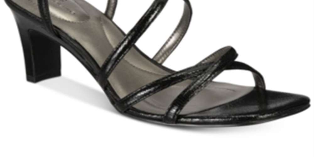 Sandália feminina Bandolino Dobexx aberta para ocasiões especiais, preta, tamanho 6 M