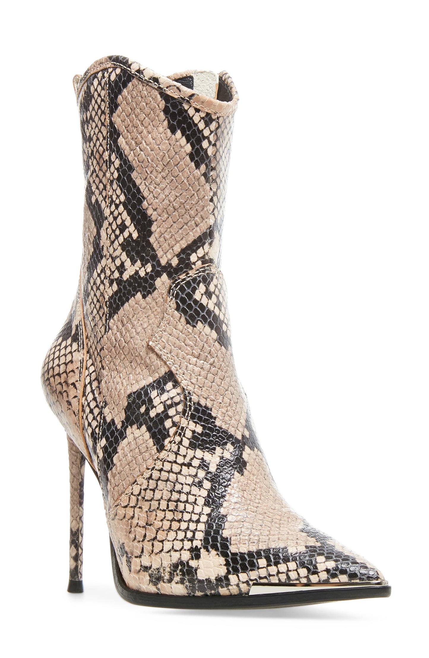 Botas femininas Steve Madden Tina Fabric bico fino cano curto fashion bege cobra tamanho 9 M