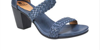 Sandálias femininas White Mountain Sundown de couro com bico aberto e tira no tornozelo, tamanho 9M