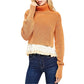 Suéter de malha com gola alta canelada Free People feminino At First Glance, laranja, tamanho grande