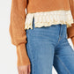 Suéter de malha com gola alta canelada Free People feminino At First Glance, laranja, tamanho grande