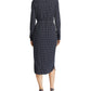 Vestido-camisa Ralph Lauren feminino xadrez, manga comprida, gola abaixo do joelho, azul, tamanho XS