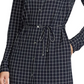 Vestido-camisa Ralph Lauren feminino xadrez, manga comprida, gola abaixo do joelho, azul, tamanho XS