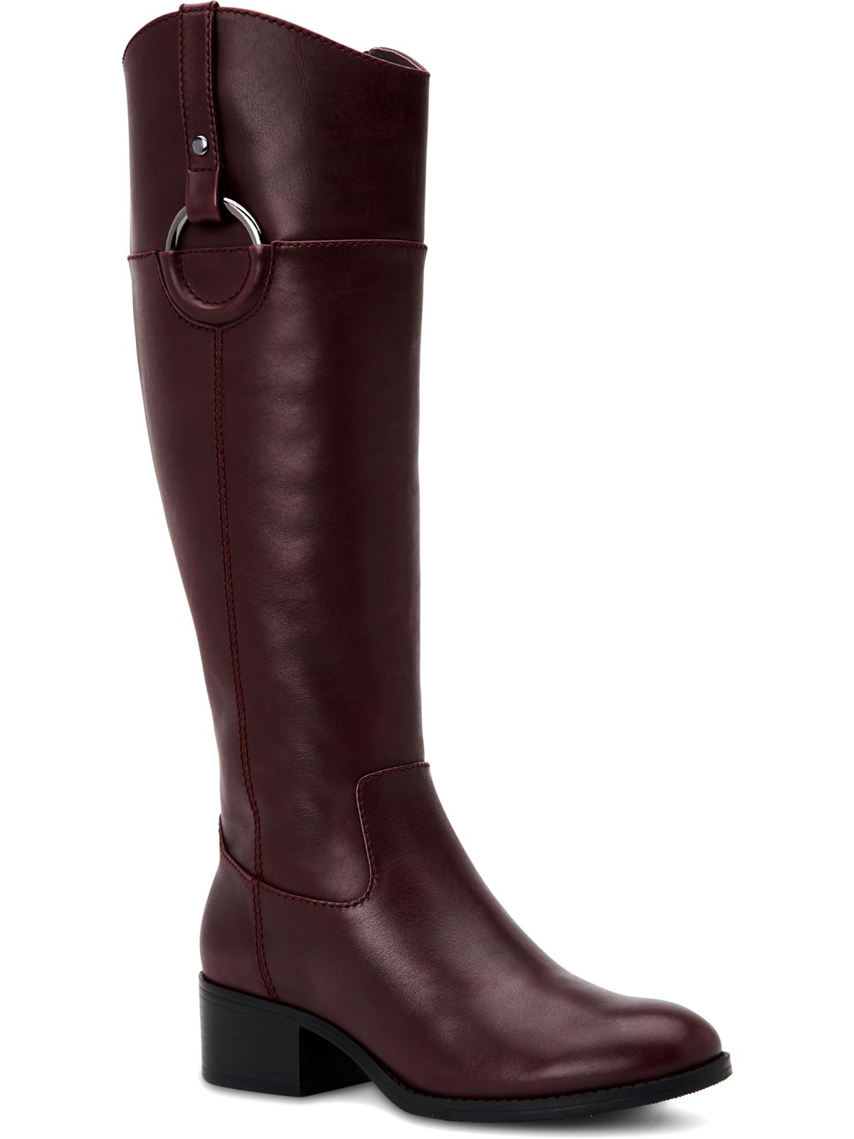 Botas de couro Alfani Bexleyy Riding Wide-Calf femininas, roxas e vermelhas, tamanho 7 M