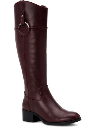Botas de couro Alfani Bexleyy Riding Wide-Calf femininas, roxas e vermelhas, tamanho 7 M