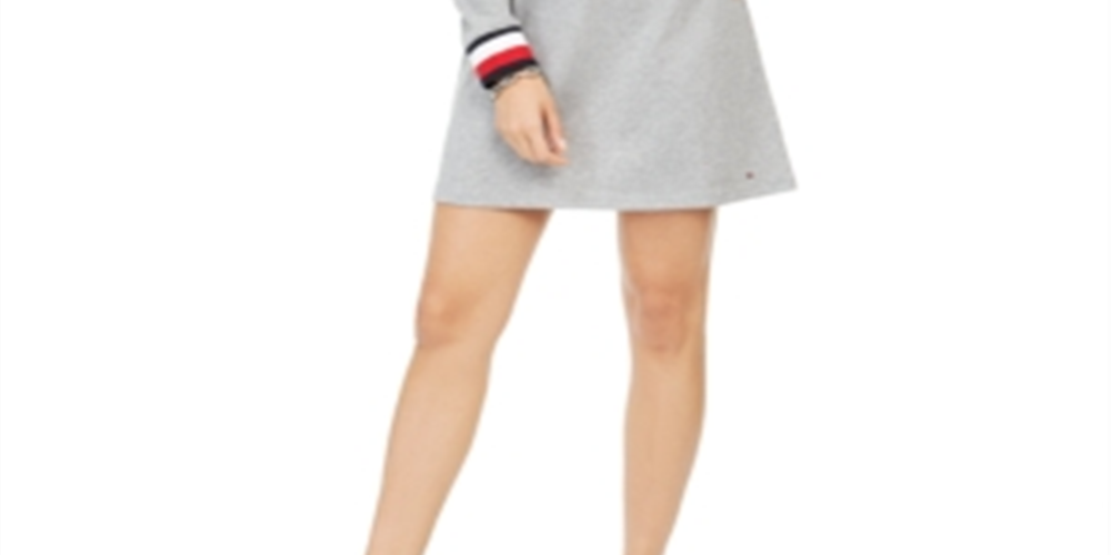 Vestido de moletom com capuz e cadarço Tommy Hilfiger feminino - Cinza, tamanho P
