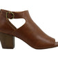 Sandálias femininas estilo &amp; co Kennaa de couro peep toe casuais com tira no tornozelo marrom tamanho 9,5 m