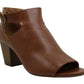 Sandálias femininas estilo &amp; co Kennaa de couro peep toe casuais com tira no tornozelo marrom tamanho 9,5 m