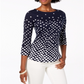 Blusa feminina Charter Club de algodão Pima com estampa de botões e ombros, azul, tamanho pequeno M