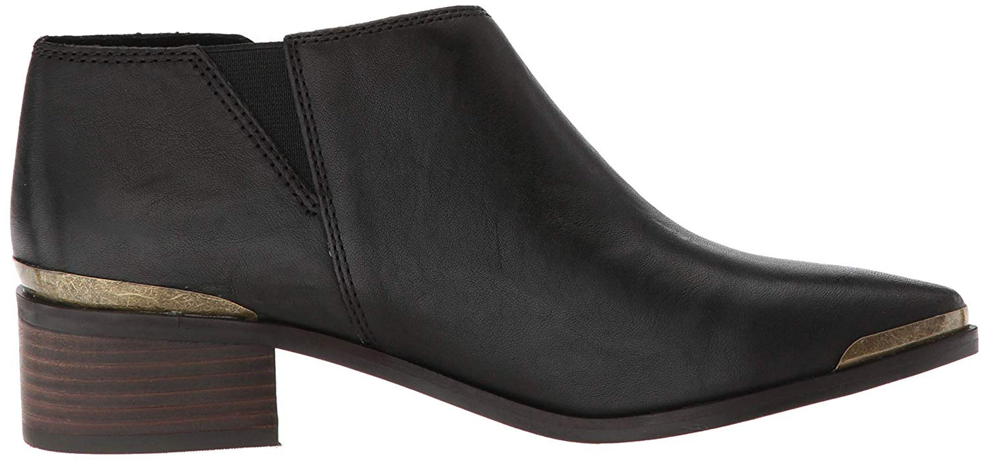 Botas femininas Lucky Brand Koben de couro bico fino na altura do tornozelo, tamanho 5,5M, pretas