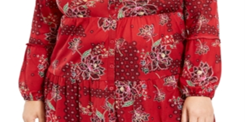 Blusa feminina plus size com estampa floral e camadas, tamanho 0X, vermelha, estilo &amp; co