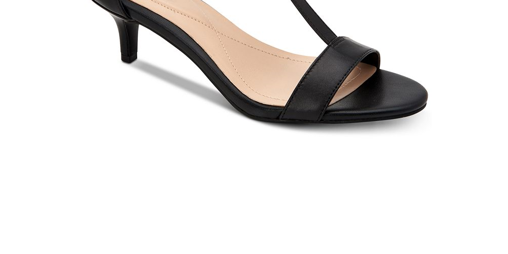 Sandálias femininas Alfani Chiarra Leather Open Toe Formal com tira em T Blush Tamanho 7,5M