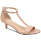 Sandálias femininas Alfani Chiarra Leather Open Toe Formal com tira em T Blush Tamanho 7,5M