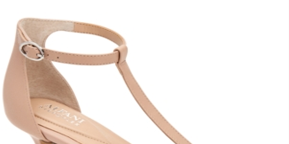 Sandálias femininas Alfani Chiarra Leather Open Toe Formal com tira em T Blush Tamanho 7,5M