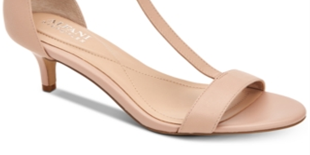 Sandálias femininas Alfani Chiarra Leather Open Toe Formal com tira em T Blush Tamanho 7,5M