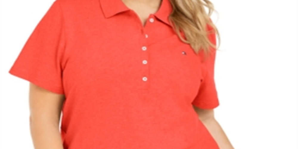 Camisa polo feminina Tommy Hilfiger Plus Piquet Laranja Tamanho 1X