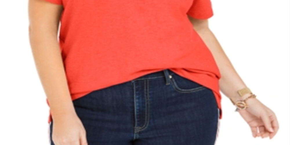 Camisa polo feminina Tommy Hilfiger Plus Piquet Laranja Tamanho 1X