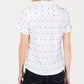 Camisa feminina Karen Scott com aba e bolinhas, branca, tamanho M