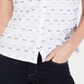 Camisa feminina Karen Scott com aba e bolinhas, branca, tamanho M