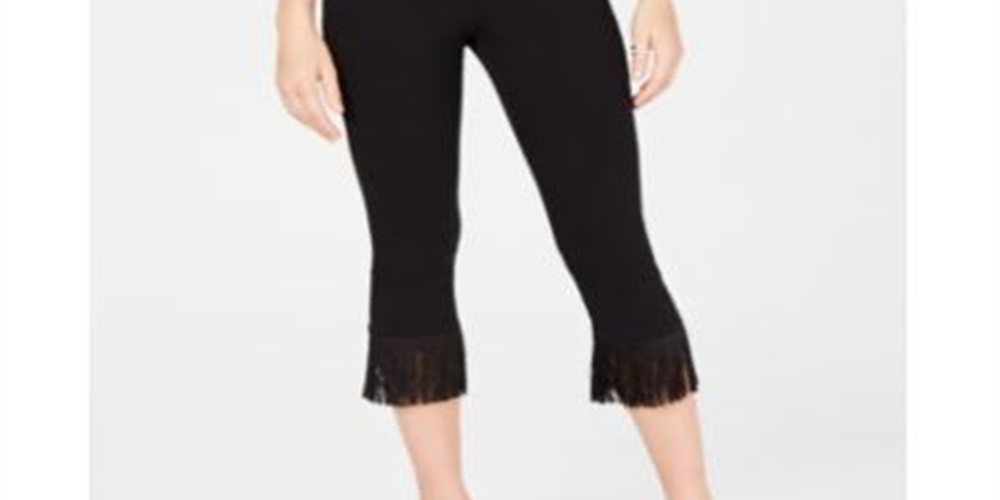 Calça feminina com franjas e tornozelo da INC International Concepts, preta, tamanho 8