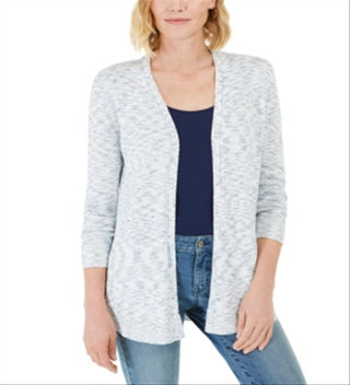 Suéter feminino Charter Club com bainha curva e acabamento azul, tamanho extragrande