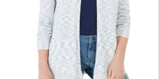 Suéter feminino Charter Club com bainha curva e acabamento azul, tamanho extragrande