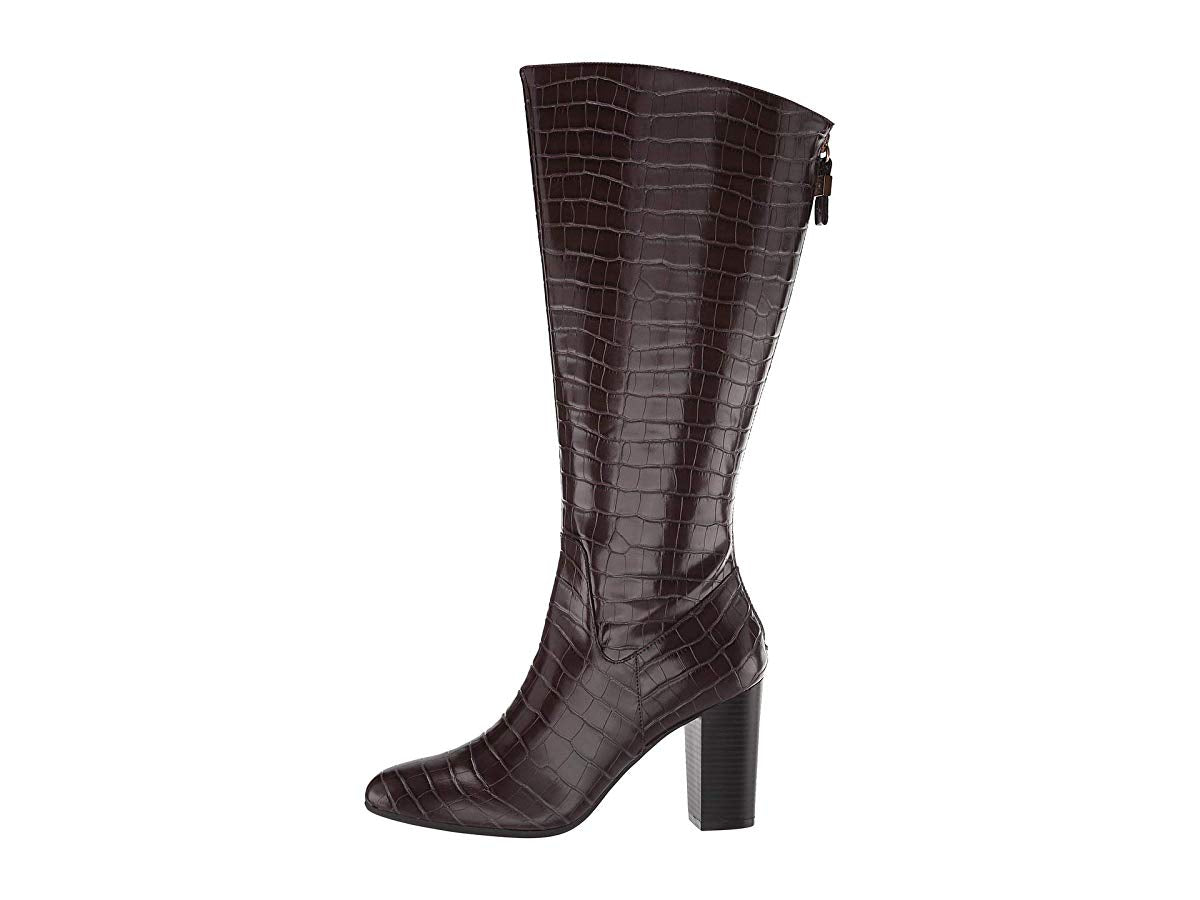 Botas femininas Anne Klein Nastya de cano alto e cano largo, marrom, tamanho 9,5 WC