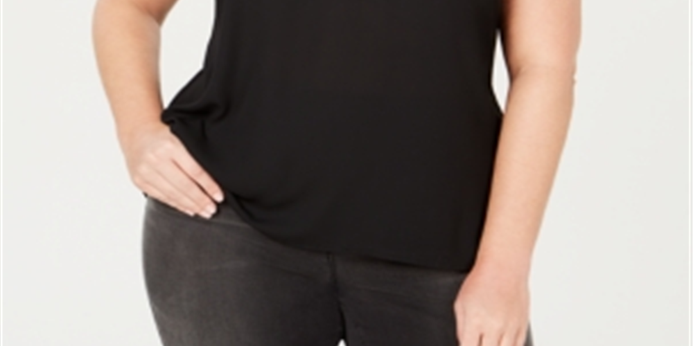 Blusa transparente sem mangas feminina INC International Concepts, preta, tamanho 1X