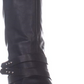 Botas femininas Damien de couro sintético com tachas até o joelho, tamanho 6,5 M, pretas