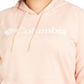 Moletom com capuz feminino Columbia French Terry com logotipo, cor pêssego, tamanho 3X