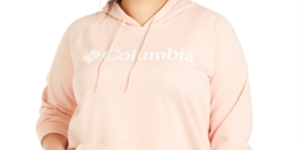 Moletom com capuz feminino Columbia French Terry com logotipo, cor pêssego, tamanho 3X