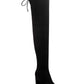 Botas sociais femininas Marc Fisher de couro acima do joelho, pretas, tamanho 7M