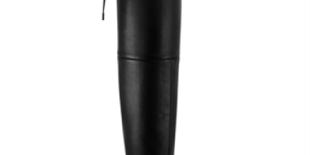 Botas sociais femininas Marc Fisher de couro acima do joelho, pretas, tamanho 7M