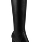 Botas sociais femininas Marc Fisher de couro acima do joelho, pretas, tamanho 7M