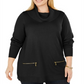 Suéter feminino plus size com gola alta, preto, tamanho 2X, da coleção JM