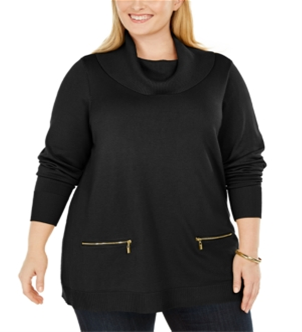 Suéter feminino plus size com gola alta, preto, tamanho 2X, da coleção JM