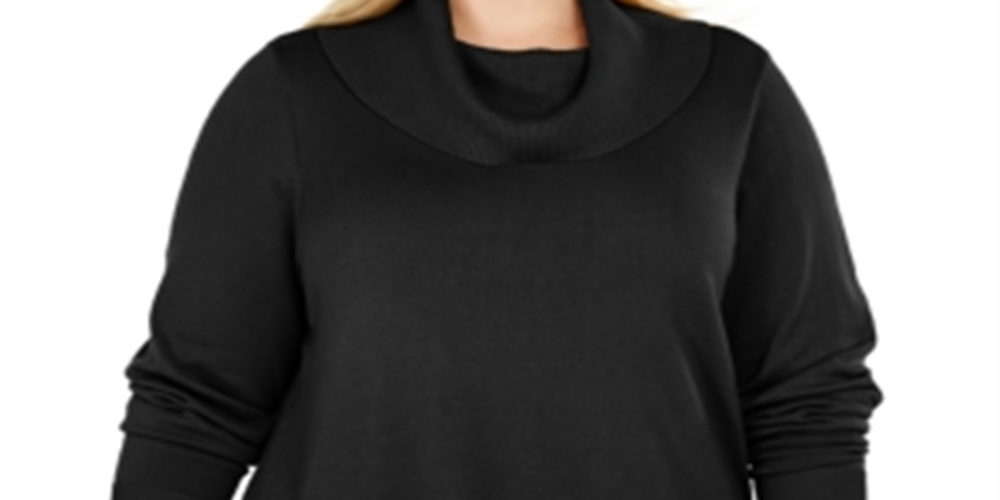Suéter feminino plus size com gola alta, preto, tamanho 2X, da coleção JM