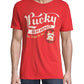 Camiseta masculina com logotipo gráfico Lucky Brand vermelha, tamanho grande
