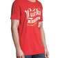 Camiseta masculina com logotipo gráfico Lucky Brand vermelha, tamanho grande