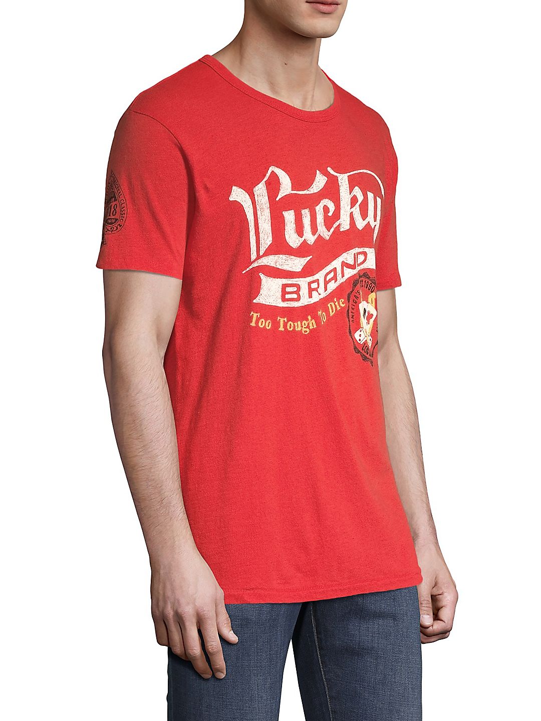 Camiseta masculina com logotipo gráfico Lucky Brand vermelha, tamanho grande