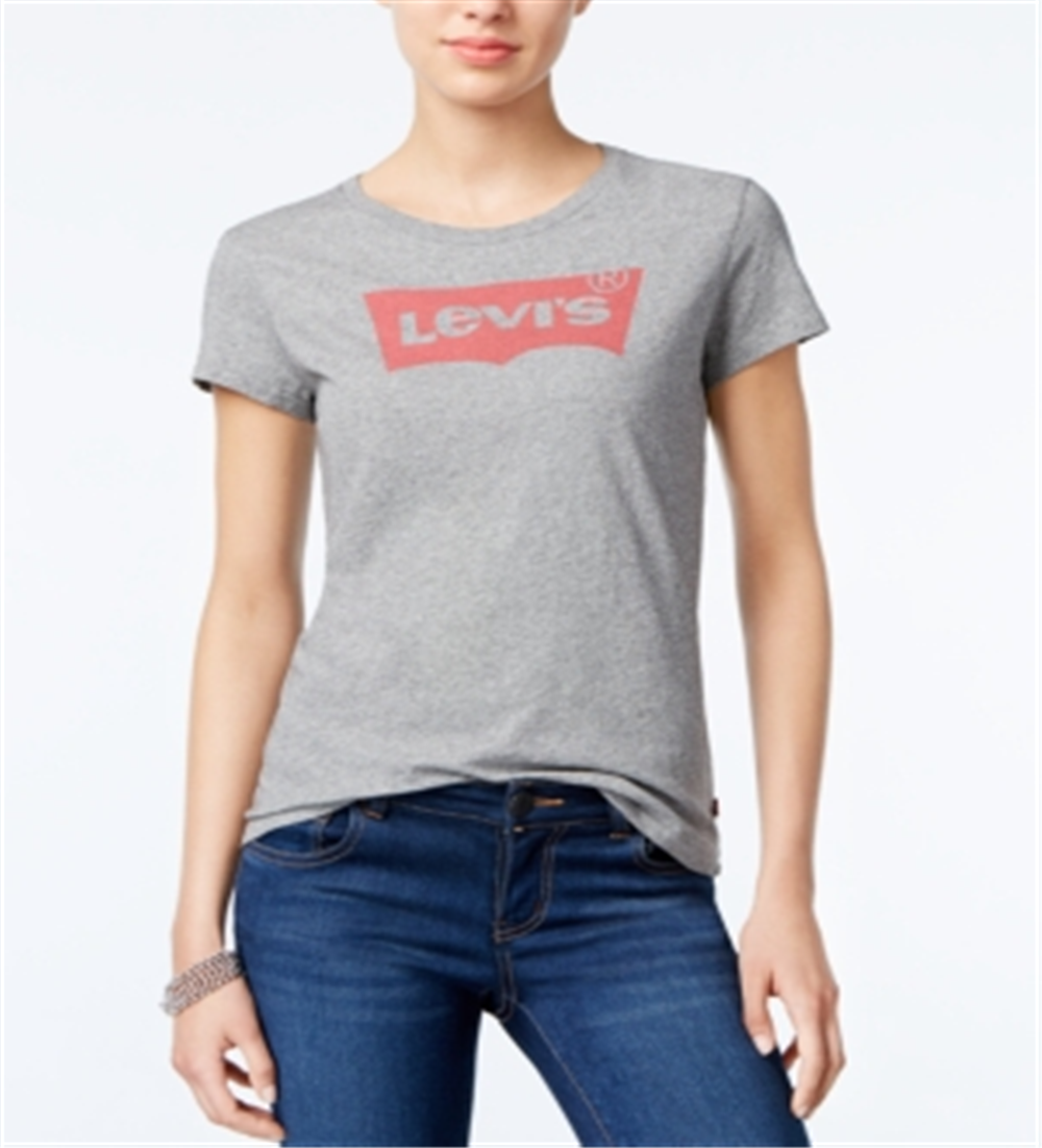 Camiseta Levi's Slim Crew Logo Feminina Cinza Tamanho Médio