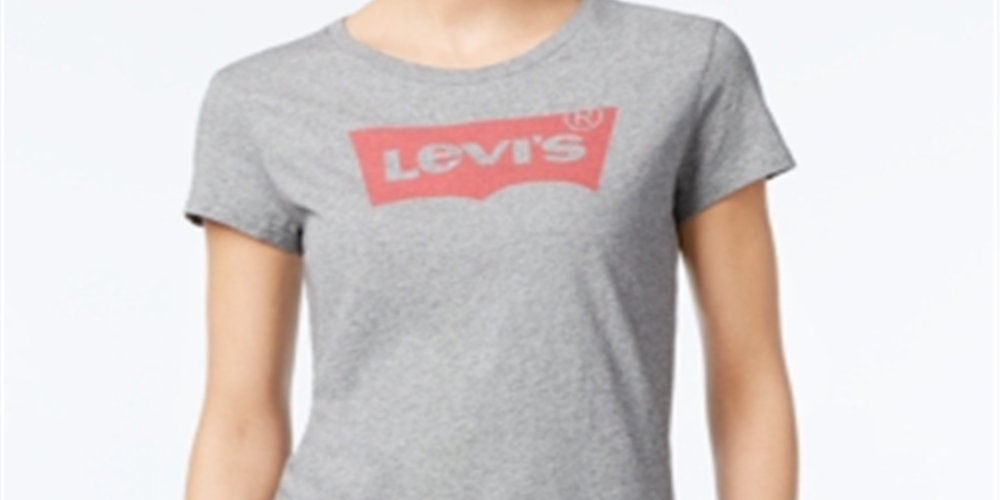 Camiseta Levi's Slim Crew Logo Feminina Cinza Tamanho Médio