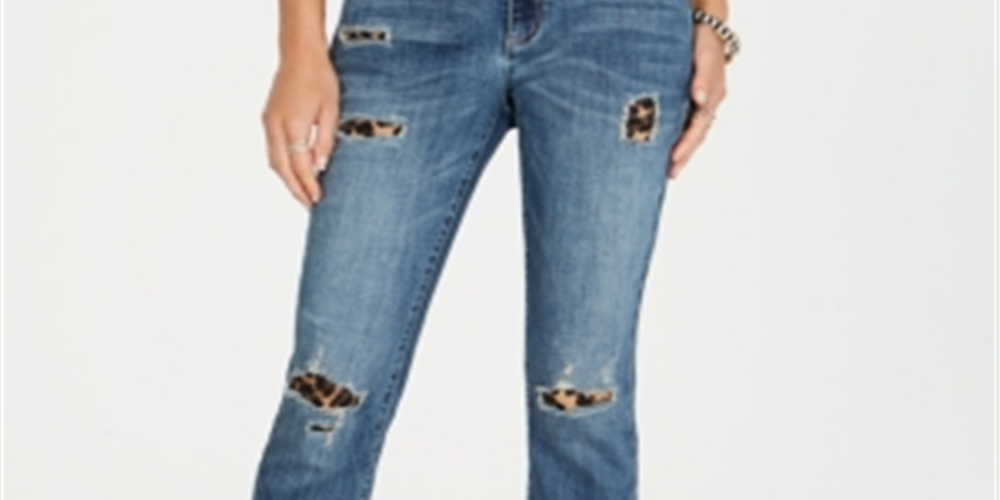 Calça jeans feminina estilo boyfriend com zíper, cinza, tamanho 0, da INC International Concepts