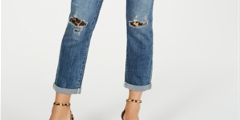 Calça jeans feminina estilo boyfriend com zíper, cinza, tamanho 0, da INC International Concepts