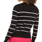 Cardigan listrado feminino Charter Club, preto, tamanho X-S