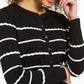 Cardigan listrado feminino Charter Club, preto, tamanho X-S