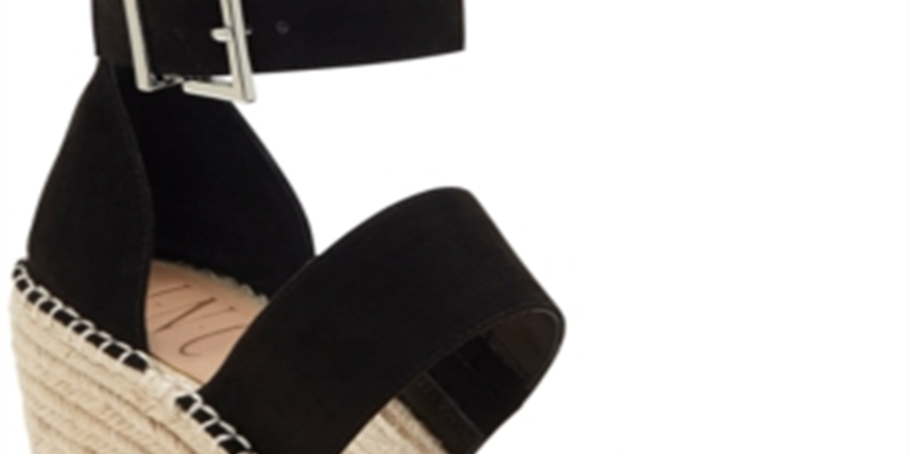 INC Feminino 1 Plataforma Conforto Tira no Tornozelo Catiana Biqueira Amêndoa Cunha Fivela Alpargatas Preto Tamanho 9 M