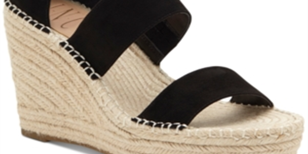 INC Feminino 1 Plataforma Conforto Tira no Tornozelo Catiana Biqueira Amêndoa Cunha Fivela Alpargatas Preto Tamanho 9 M