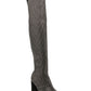 Botas sociais femininas Wild Pair com strass, acolchoadas, bico fino, salto bloco, zíper, tamanho 9,5 m, cinza