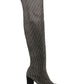 Botas sociais femininas Wild Pair com strass, acolchoadas, bico fino, salto bloco, zíper, tamanho 9,5 m, cinza